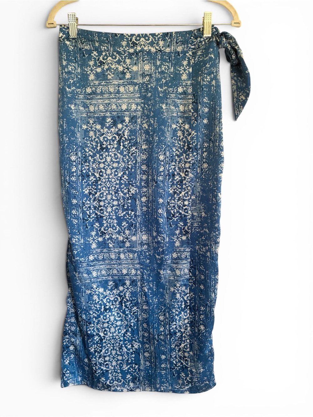 Rachel Zoe Blue and White Tile Printed Elastic Waist Skirt - XS